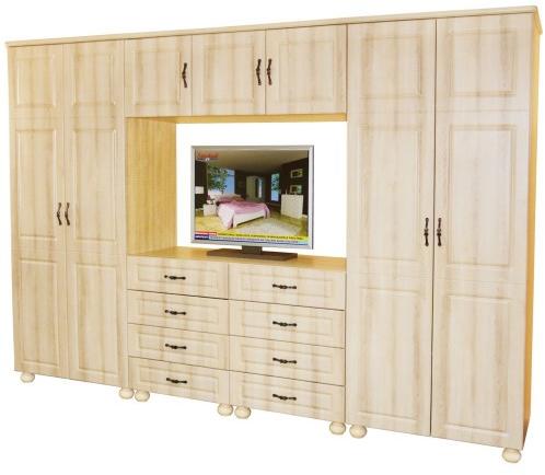 Spectral Mobila Dulap Dynasty Dormitor Sonoma 7 usi si 8 sertare cu spatiu  pentru televizor (Garderoba) - Preturi
