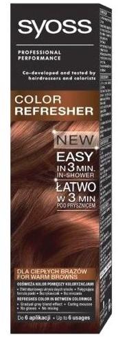Syoss Color Refreshner пяна за освежаване на цвета за кестеняви нюанси 75  мл Бои за коса, оцветители за коса Цени, оферти и мнения, списък с  магазини, евтино Syoss Color Refreshner пяна за