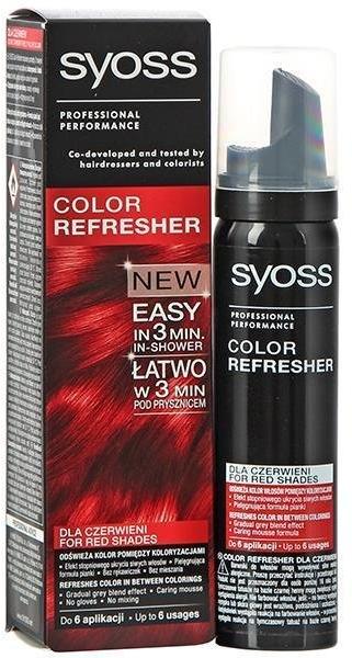 Syoss Color Refreshner пяна за освежаване на цвета за червени нюанси 75 мл  Бои за коса, оцветители за коса Цени, оферти и мнения, списък с магазини,  евтино Syoss Color Refreshner пяна за