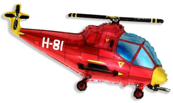 Fólia lufi, helikopter, piros, 24