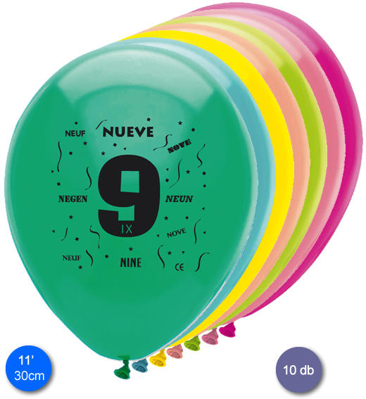 Lufi, évszámos (9), 10 db/cs/vegyes színekben