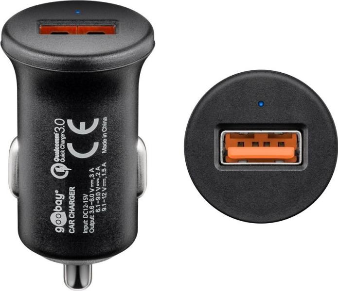 Goobay Alimentator USB bricheta auto QuickCharge3.0 1 iesire 3A negru  Goobay (45162) - sogest (Incarcator auto) - Preturi