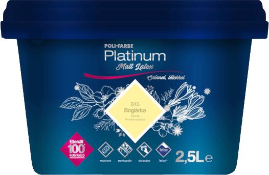 Vásárlás: Poli-Farbe Platinum Matt Latex 2, 5l Boglárka B45 Diszperziós  festék, beltéri falfesték árak összehasonlítása, Platinum Matt Latex 2 5 l  Boglárka B 45 boltok