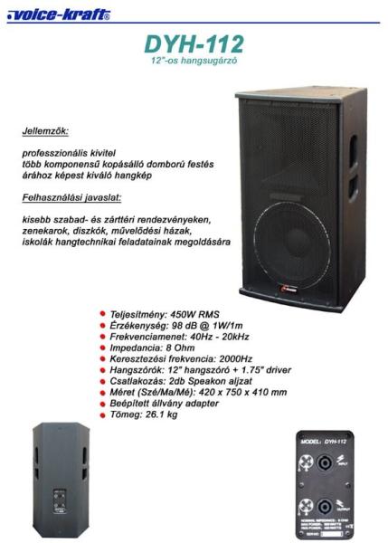 Voice-Kraft DYH-112 hangfal vásárlás, olcsó Voice-Kraft DYH-112  hangfalrendszer árak, akciók