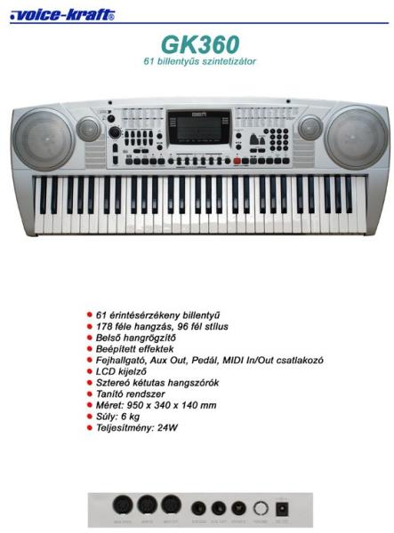Vásárlás: Voice-Kraft GK-360 Szintetizátor és keyboard árak  összehasonlítása, GK 360 boltok