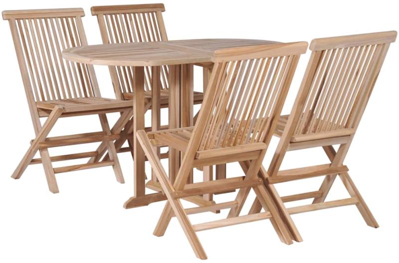 Vásárlás: vidaXL 5 részes tömör tíkfa összecsukható étkezőasztal és szék  szett (44663) Kerti bútor garnitúra árak összehasonlítása, 5 részes tömör  tíkfa összecsukható étkezőasztal és szék szett 44663 boltok