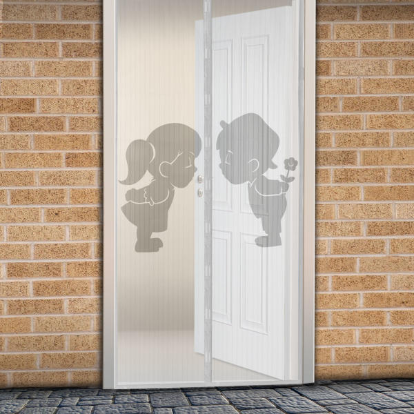 Mágneses szúnyogháló függöny ajtóra 100x210 cm - fiú-lány mintás (11398F)