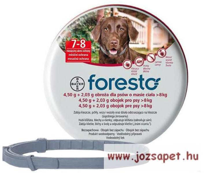 Vásárlás: Foresto bolha és kullancs nyakörv 70cm 8kg feletti kutya számára  Élősködők elleni készítmény kutyáknak árak összehasonlítása, bolha és  kullancs nyakörv 70 cm 8 kg feletti kutya számára boltok