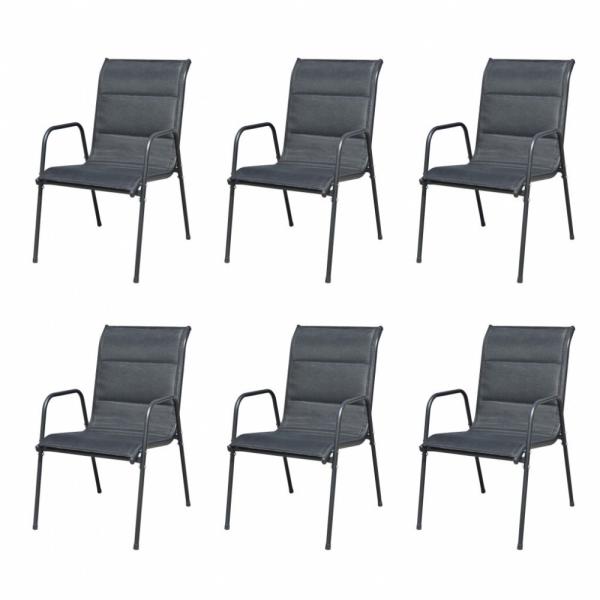 Vásárlás: vidaXL Rakásolható acél és textilén szék, 6db (43310) Kerti