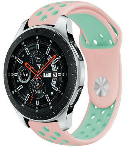 iUni Curea ceas Smartwatch Samsung Galaxy Watch 46mm, Samsung Watch Gear S3,  iUni 22 mm Silicon Sport Pink-Blue (512759) (Accesoriu ceas sport si  smartwatch) - Preturi