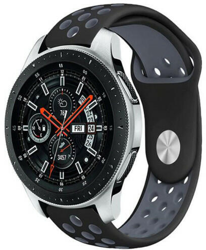 iUni Curea ceas Smartwatch Samsung Galaxy Watch 46mm, Samsung Watch Gear  S3, iUni 22 mm Silicon Sport Black-Grey (512766) (Accesoriu ceas sport si  smartwatch) - Preturi