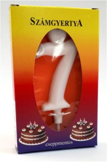 Számgyertya tortára, fehér, 7