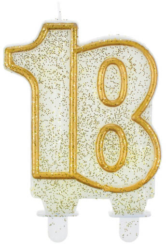 Tortagyertya, 18-as, fehér, arany szegéllyel