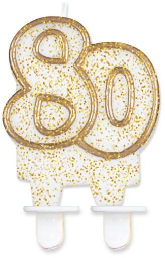 Tortagyertya, 80-as, fehér, arany szegéllyel