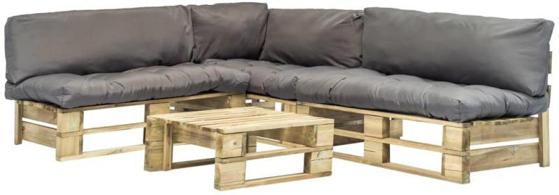 Vásárlás: vidaXL 4 részes FSC fa raklap kanapé szett párnákkal 275303 Kerti  bútor garnitúra árak összehasonlítása,  4részesFSCfaraklapkanapészettpárnákkal275303 boltok