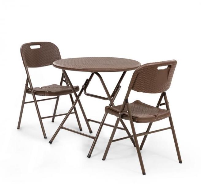 Blumfeldt Burgos, Комплекта за сядане, маса + 2 стола, стоманените тръби  HDPE имитация ратан, сгъваем (GDM10-Burgos Seat2) (GDM10-Burgos Seat2)  Градински комплект мебели Цени, оферти и мнения, списък с магазини, евтино  Blumfeldt Burgos,