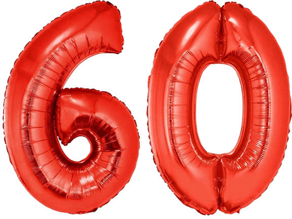 60-as piros szám fólia lufi