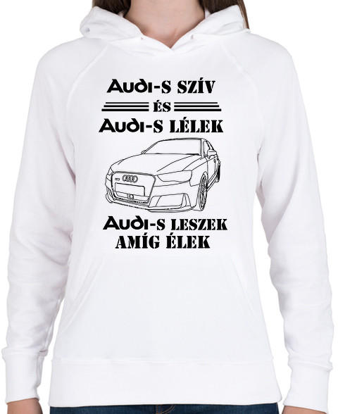 Audi szív - Női kapucnis pulóver - Fehér (1813940)