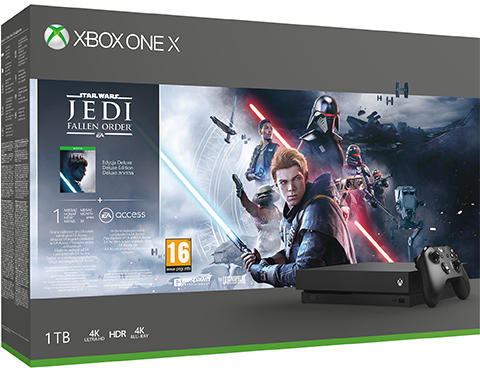 Microsoft Xbox One X 1TB + Star Wars Jedi Fallen Order Deluxe Edition  vásárolj már 0 Ft-tól