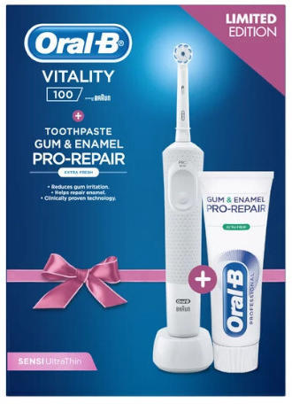 Oral-B D100.413 Vitality Sensitive + Original Toothpaste elektromos fogkefe  vásárlás, olcsó Oral-B D100.413 Vitality Sensitive + Original Toothpaste elektromos  fogkefe árak, akciók
