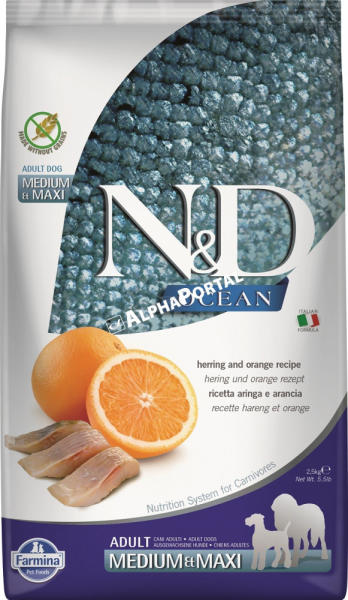 Dog Ocean Herring & Orange Adult Medium & Maxi 2,5 kg