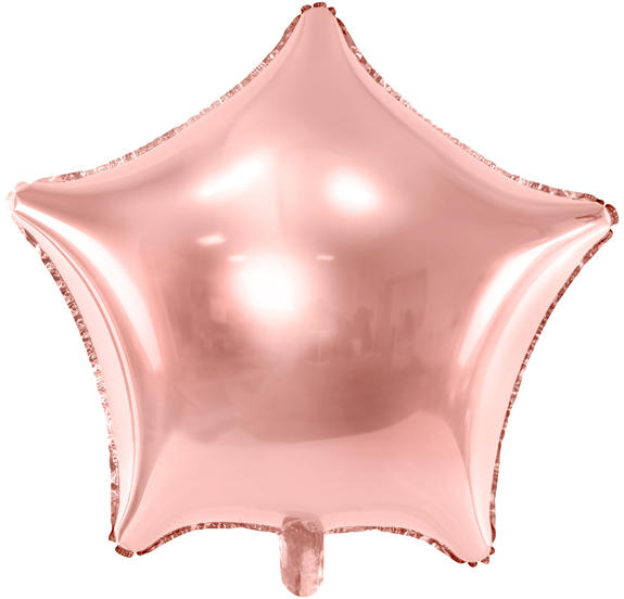Csillag alakú rosegold fólia lufi, 19