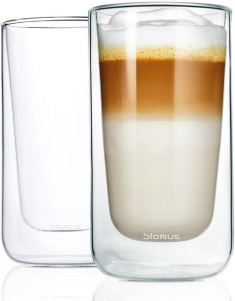 Blomus (Германия) Комплект от 2 бр. двустенни стъклени чаши blomus nero за  лате - 320 мл (blomus 63655) Чаши за чай Цени, оферти и мнения, списък с  магазини, евтино Blomus (Германия) Комплект