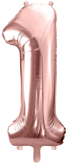 1. szám, fólia lufi, 86 cm, rosegold