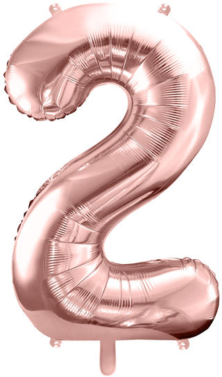 2. szám, fólia lufi, 86 cm, rosegold