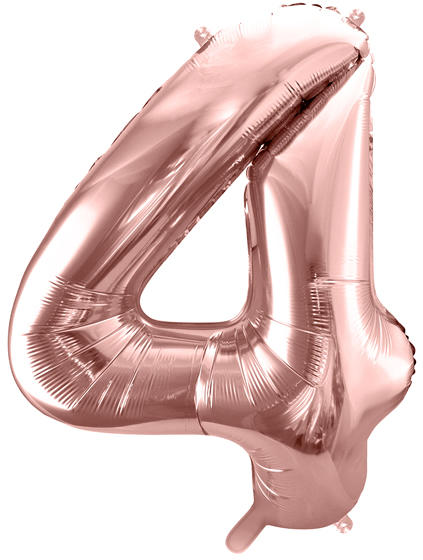 4. szám, fólia lufi, 86 cm, rosegold