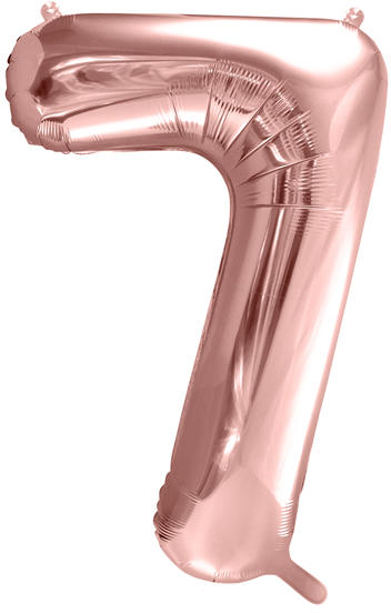 7. szám, fólia lufi, 86 cm, rosegold