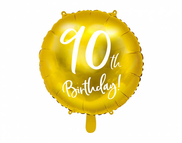 90. Évszámos lufi, fólia, arany, happy b, 18