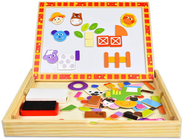 2in1 mágneses puzzle kirakó fadobozban 85 db-os (TKF014)
