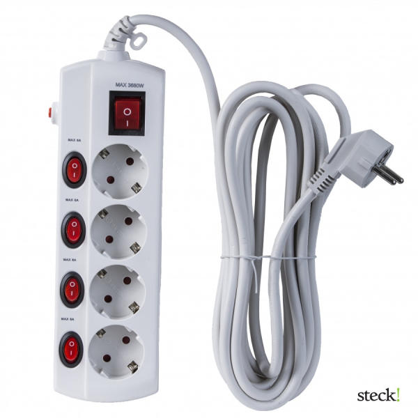 Vásárlás: Steck 4 Plug 5m Switch (SEK 450K) Elosztó, hosszabbító árak  összehasonlítása, 4 Plug 5 m Switch SEK 450 K boltok