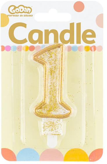 Tortagyertya, 1-es, fehér, arany szegéllyel
