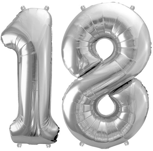18-as ezüst szám fólia lufi