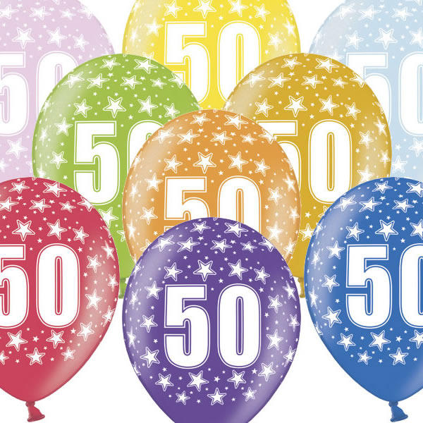 Lufi, évszámos (50), metál, 5 db/cs/vegyes színekben