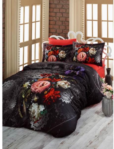 Спално бельо 3d - Цветя - памучен сатен, избор от магазини за Спални  комплекти