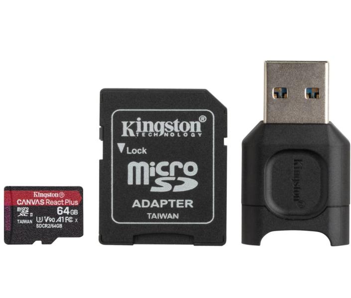 Vásárlás: Kingston microSDXC Canvas React Plus 64GB C10/UHS-II/U3/V90/A1  MLPMR2/64GB/MKMS64GCRP, eladó Memóriakártya, olcsó memory card árak