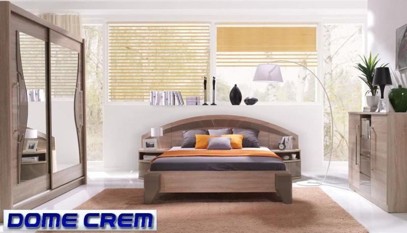 MobAmbient Mobilă dormitor culoare sonoma cu cappuccino - model DOME  (Garnitura dormitor) - Preturi