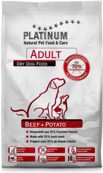 PLATINUM Adult Beef & Potato 1,5kg Храна за кучета Цени, оферти и мнения,  списък с магазини, евтино PLATINUM Adult Beef & Potato 1,5kg