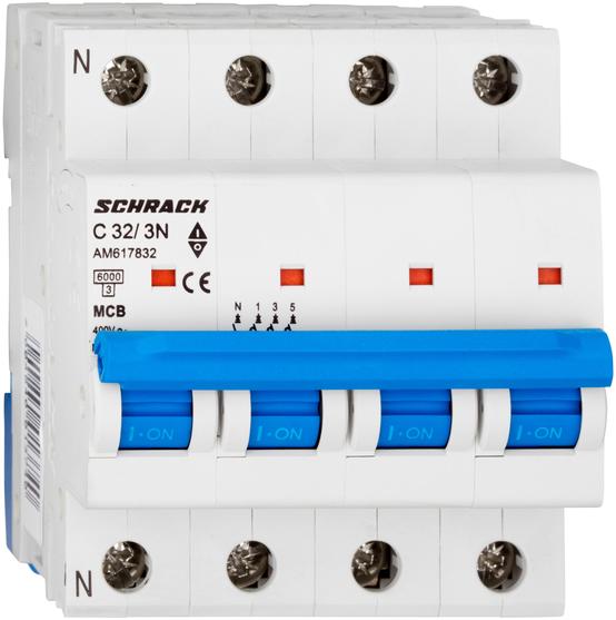 Schrack Intreruptor automat modular (MCB) AMPARO 6kA, C 32A, 3P+N  (AM617832--) (Siguranta automata, contor electric) - Preturi