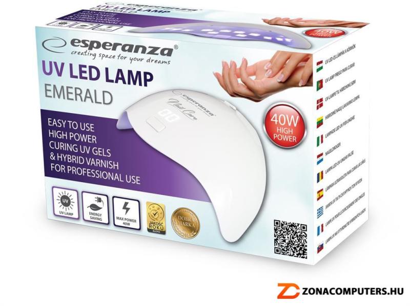 Vásárlás: Esperanza Emerald EBN008 40Watt műköröm UV LED lámpa Műkörmös UV  lámpa árak összehasonlítása, Emerald EBN 008 40 Watt műköröm UV LED lámpa  boltok