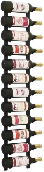 vidaXL Suport sticle de vin montat pe perete, 12 sticle, negru, fier  (282466) - vidaxl (Suport sticla vin) - Preturi