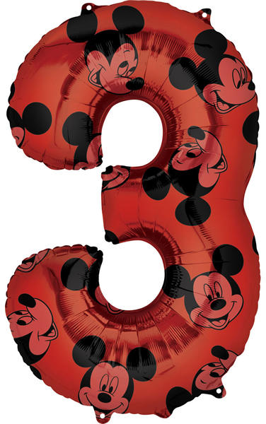 3. szám, fólia lufi, Mickey Mosue Forever, 66 cm