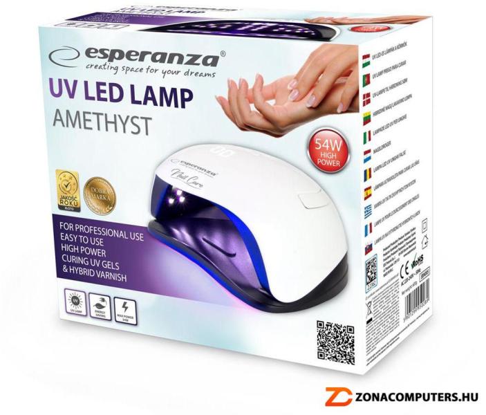 Vásárlás: ESPERANZA Amethyst EBN005 54Watt műköröm UV LED lámpa Műkörmös UV  lámpa árak összehasonlítása, ESPERANZA Amethyst EBN 005 54 Watt műköröm UV  LED lámpa boltok