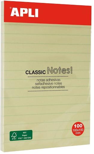 APLI Notite autoadezive, Apli, liniate, galben, 150 x 100 mm (AL013370 ...