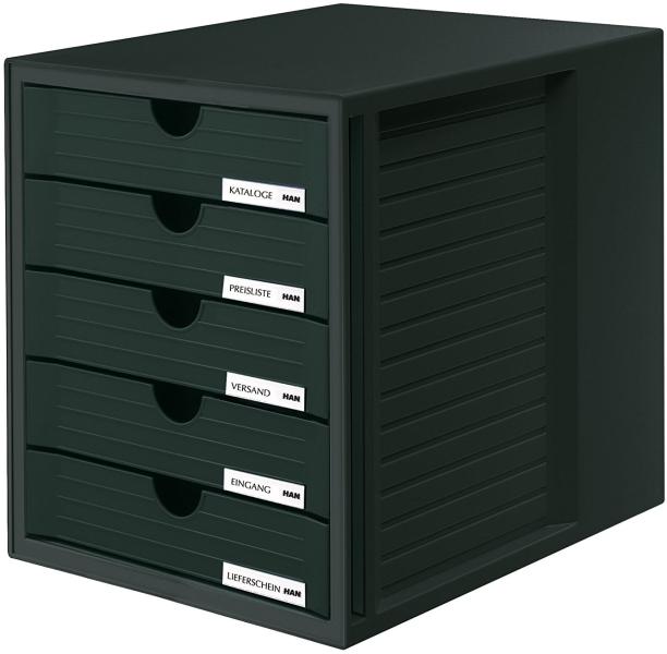 HAN Suport plastic cu 5 sertare pentru documente, HAN - negru (HA-1450-13)  - birotica-asp (Dosar, biblioraft) - Preturi