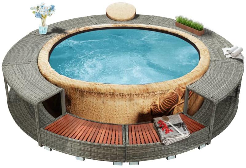 Polyrattan pezsgőfürdőkeret (46459)