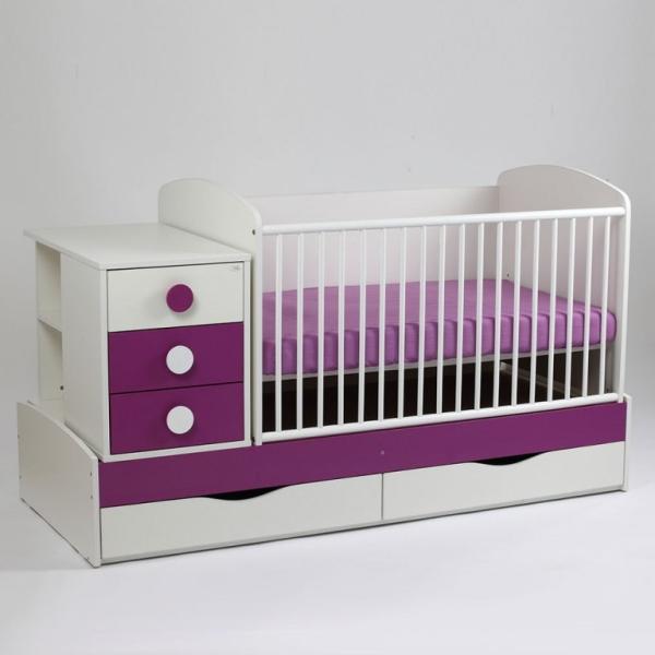 Bebe Design Patut copii transformabil Silence Alb-Mov inchis Bebe Design -  caruciorcopii - 1 640,00 RON (Pat pentru bebelusi) - Preturi
